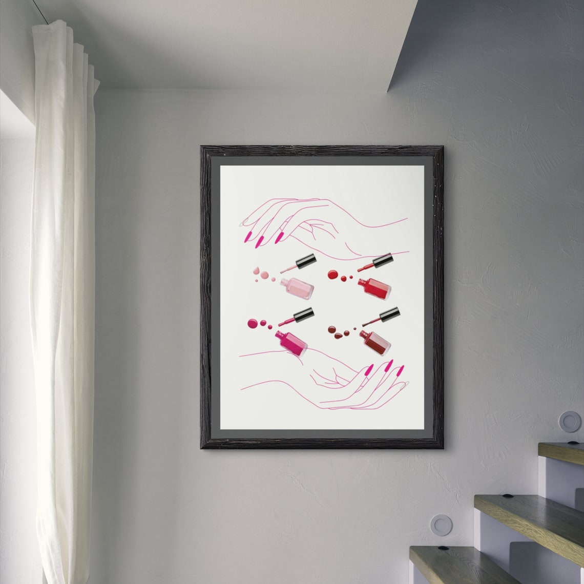 Nail Salon Two Print Set But First Nails Quote Manicure Hands Art - Image 3