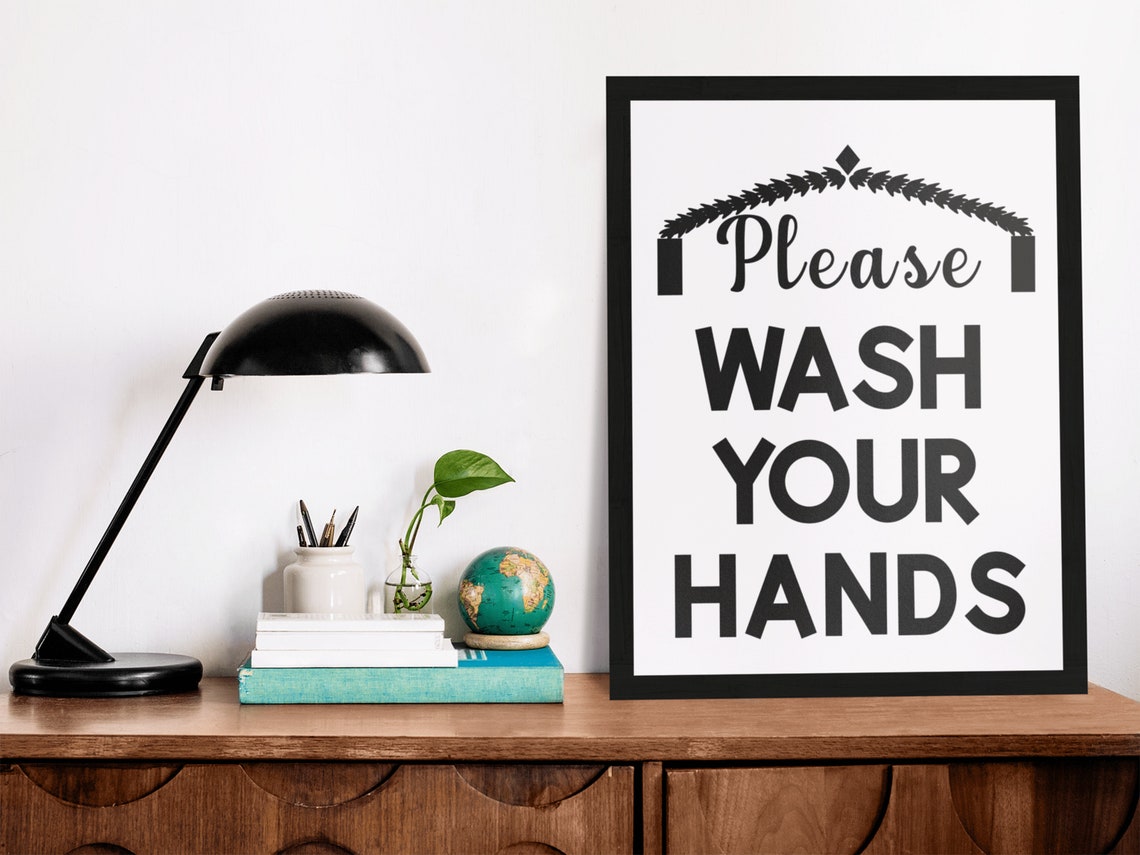 Please Wash Your Hands Elegant Script Black Framed Bathroom Poster - Image 9