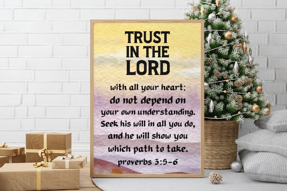 Trust In The Lord Proverbs 3:5-6 Watercolor Scripture Wall Poster