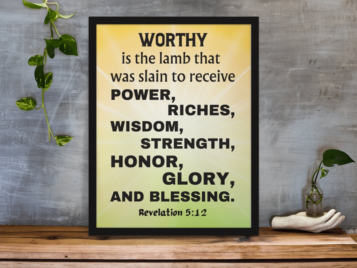 Worthy Is The Lamb Modern Easter Bible Verse Print Modern Scripture Wall Art Revelation 512 Bible Verse Art Instant For Home - Image 2