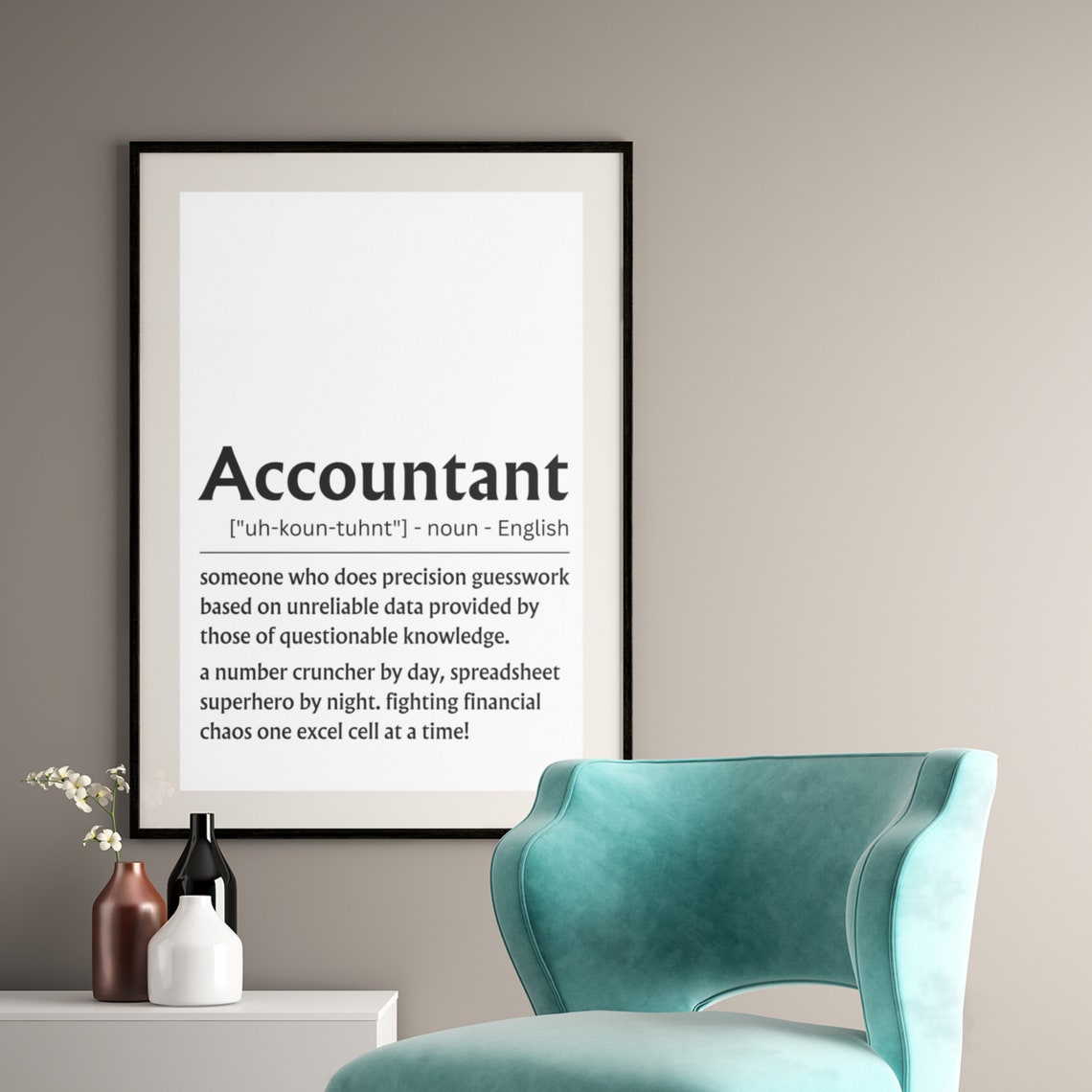 Accountant Spreadsheet Superhero Funny Definition Wall Poster - Image 4