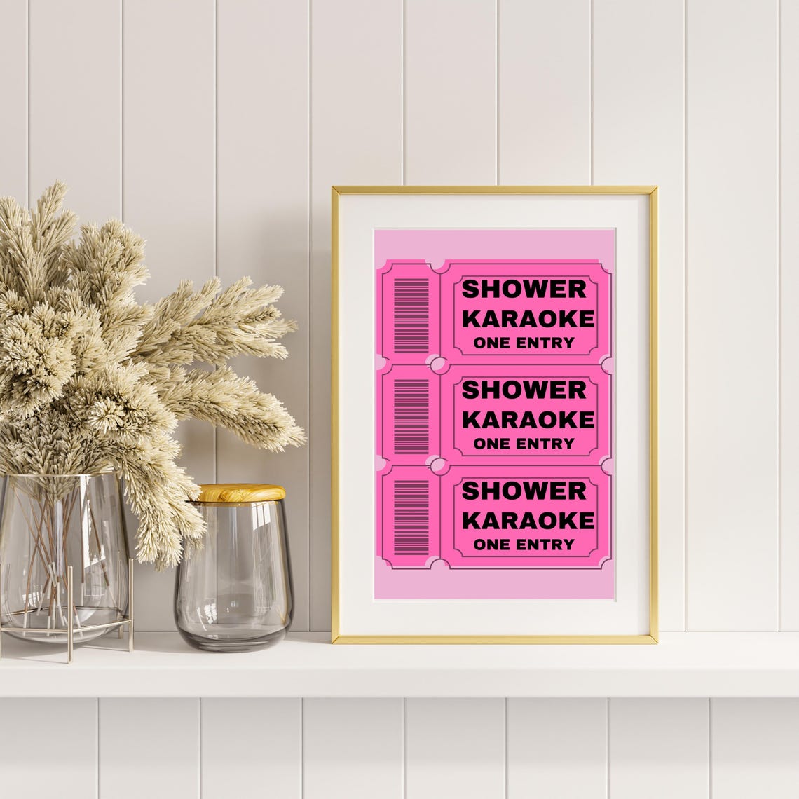 Shower Karaoke Ticket Hot Pink Bathroom Funny Singing Gift Poster - Image 2