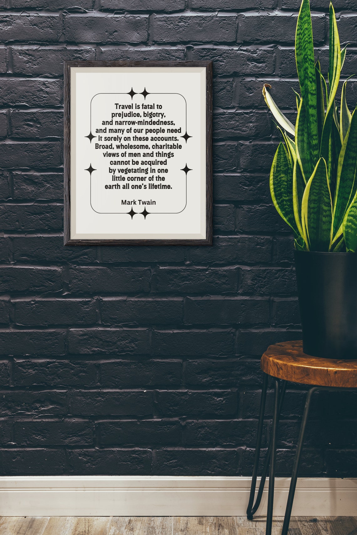 Mark Twain Travel Quote Star Border Office Study Wall Poster - Image 7