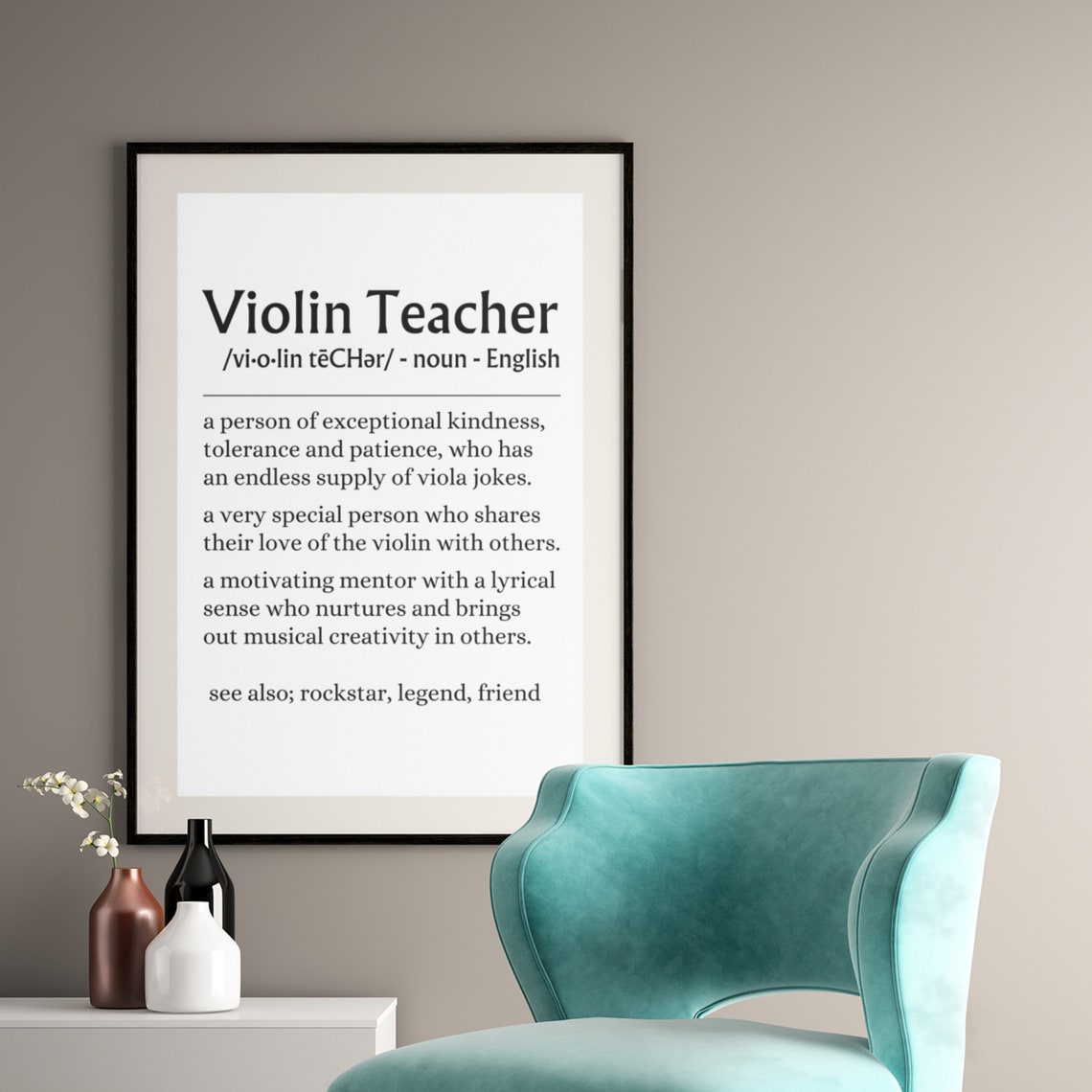Violin Teacher Definition Quote Music Teacher Appreciation Gift Poster - Image 7