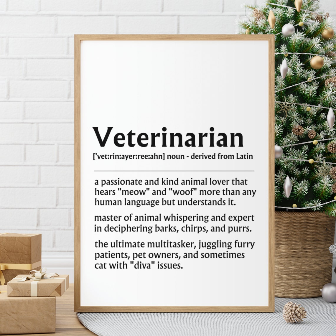 Veterinarian Funny Definition Animal Whisperer Office Gift Poster