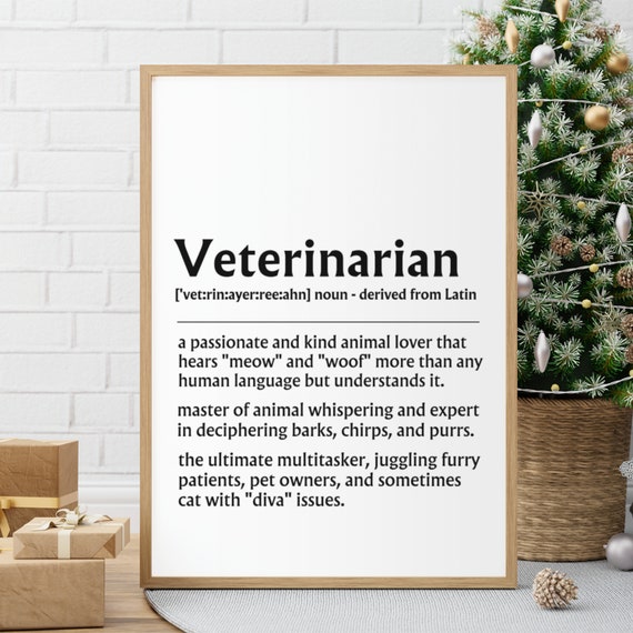 Veterinarian Definition Print Gift Vet Vet Gift Student Veterinarian Prints Veterinary Practice Wall Decor Artwork