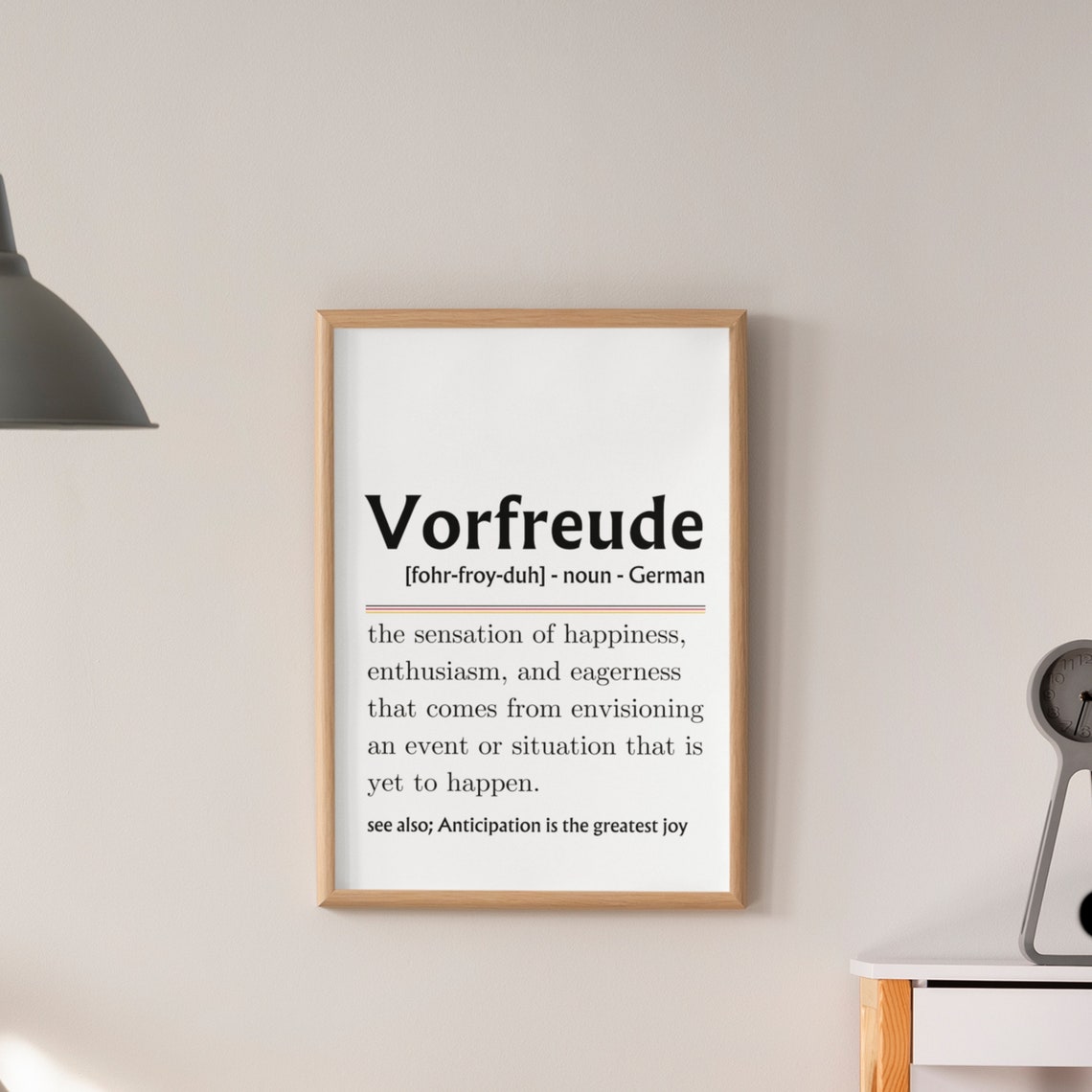 Vorfreude Definition German Anticipation Joy Happiness Word Art Poster - Image 3
