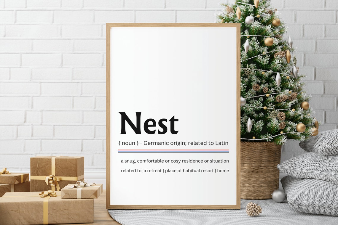 Nest Dictionary Definition Cozy Home Word Art Modern Typography Poster