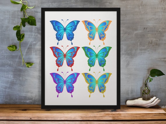 Fluttering Beauty Colorful Butterflies Wall Art Print For Nursery And Home Decor