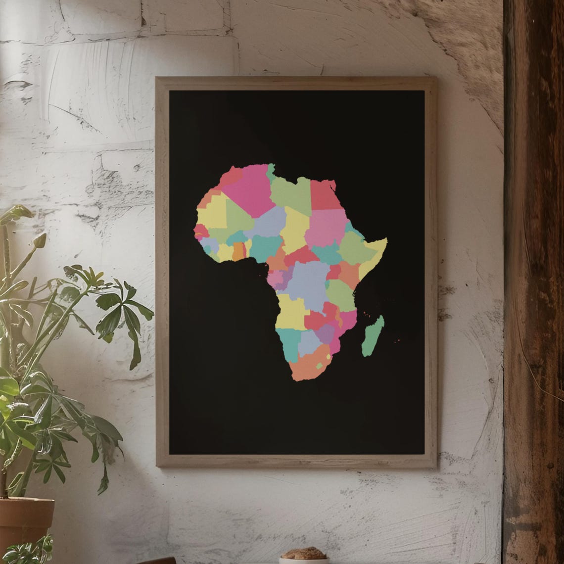Africa Pastel Country Map Black Background Modern Decor Poster - Image 9