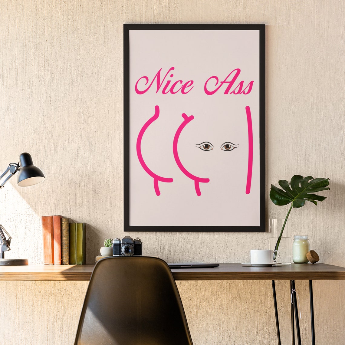 Nice Ass Pink Script Cheeky Minimalist Butt Line Art Funny Poster - Image 4