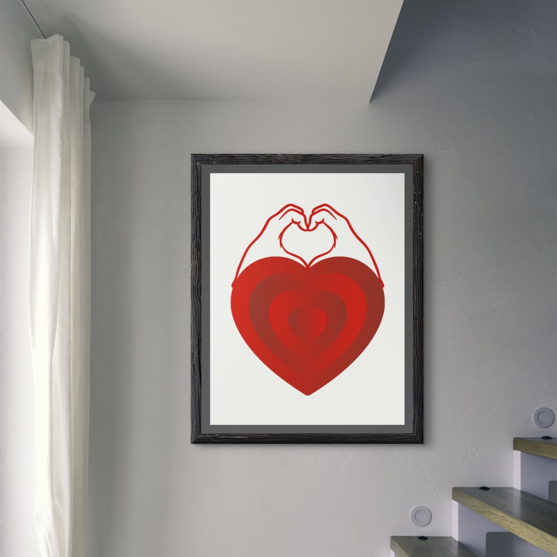 Red Heart Hand Heart Modern Valentine Love Decorative Poster - Image 6