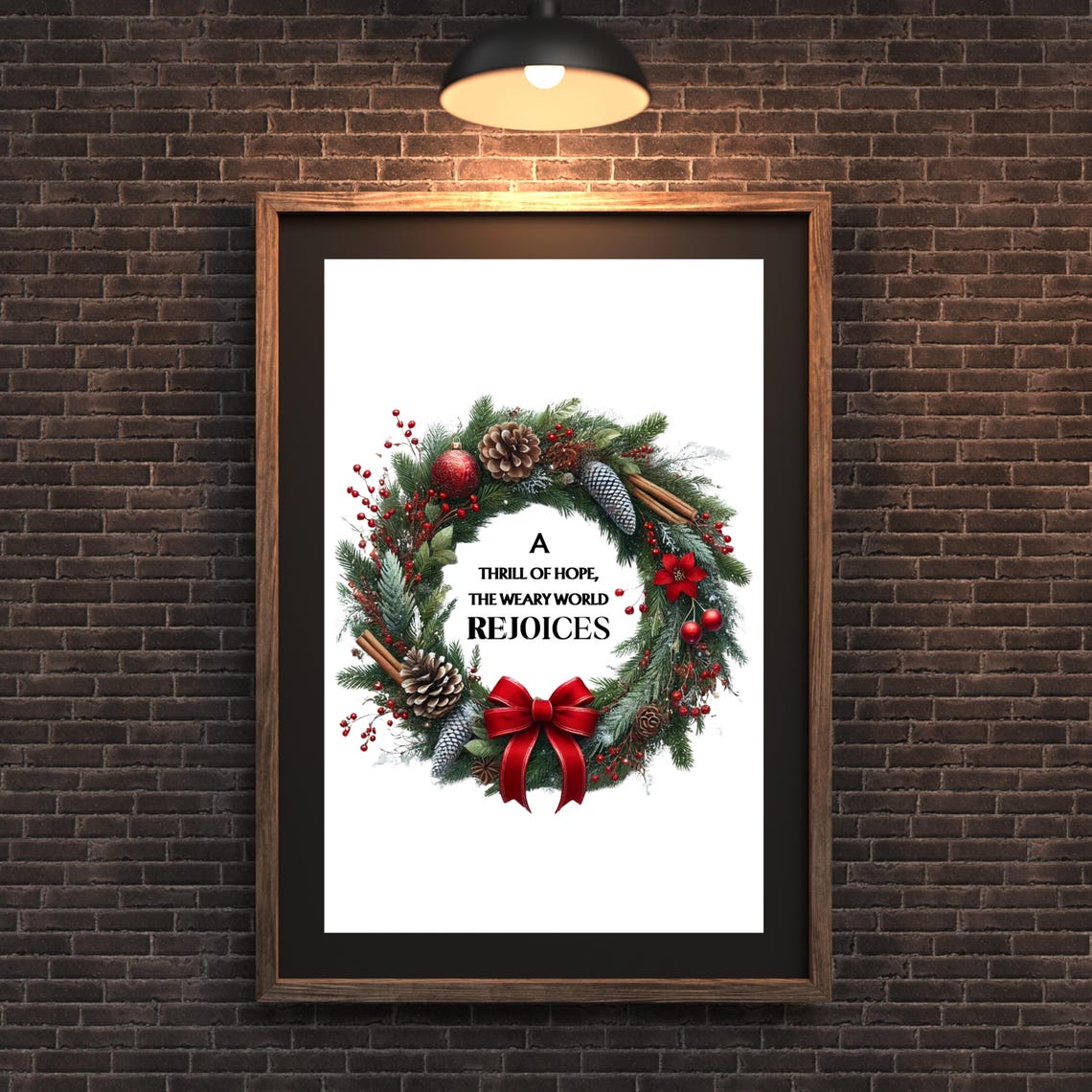 Farmhouse Religious Christmas Decor Print Art A Thrill Of Hope The Weary World Rejoices Holiday Poster Sign Christian Artwork