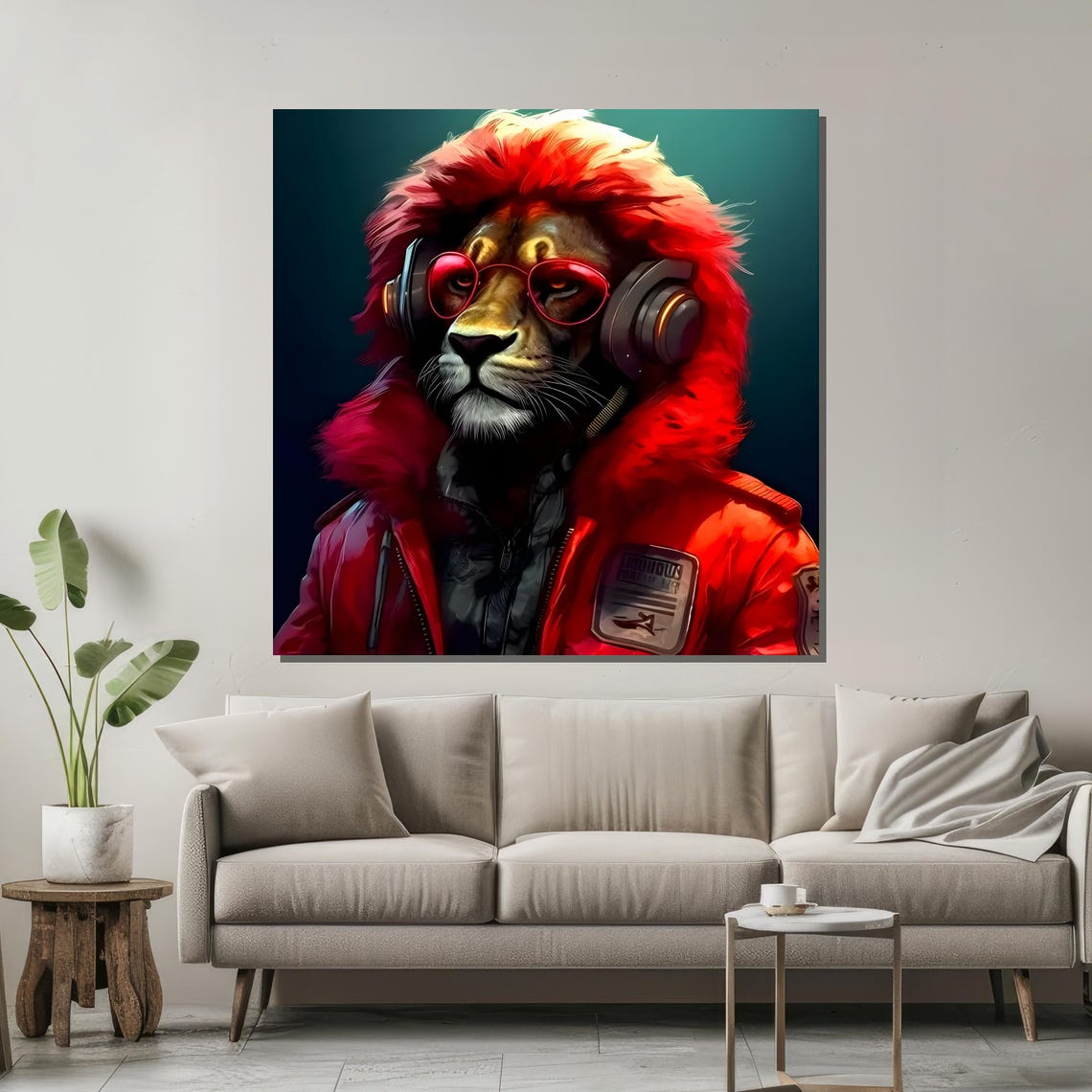 Stylish Lion Painting Art Majestic King Of The Jungle In Trendy Outfit A Bold And Unique Wall Decoration - Image 2