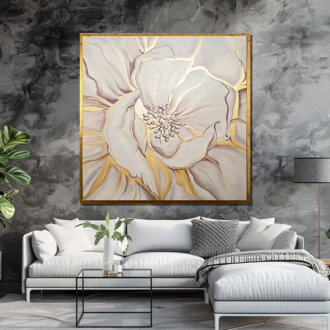 White Flower With Elegant Gold Accents Minimalist Floral Art Poster - Image 6
