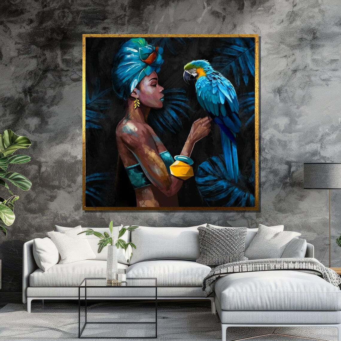African Woman with Tropical Parrot Bold Art Poster for Modern Decor - Image 6
