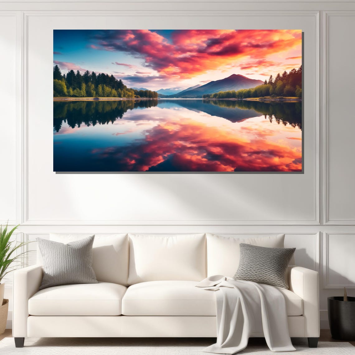 Breathtaking Sunset Landscape Wall Art Tranquil Lake Reflection And Vibrant Skies For Serene Home Decor - Image 2