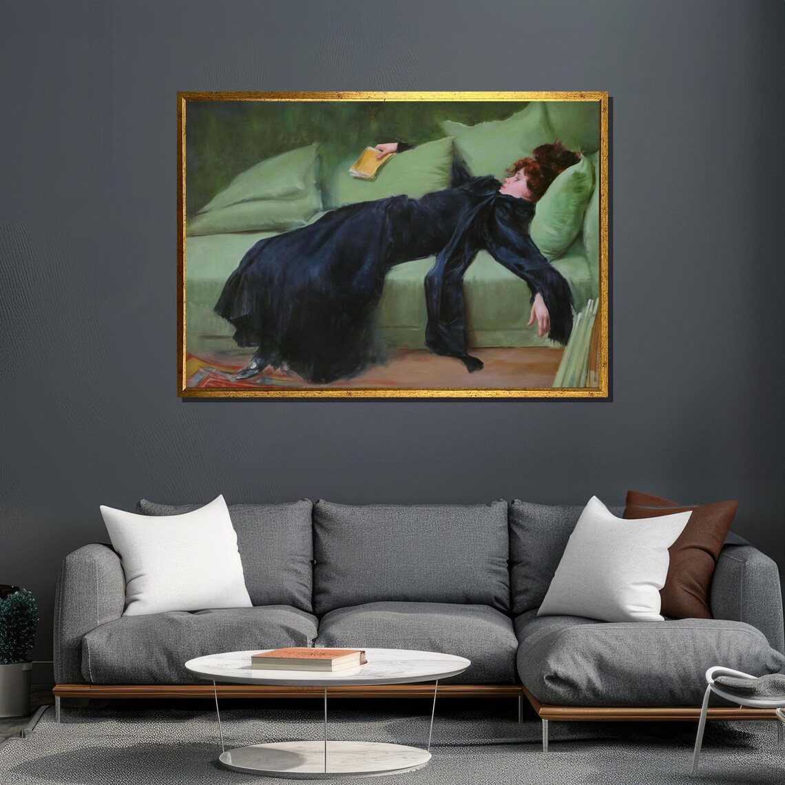 Ramon Casas Decadent Young Woman Reclining on Sofa 1899 Art Poster - Image 6