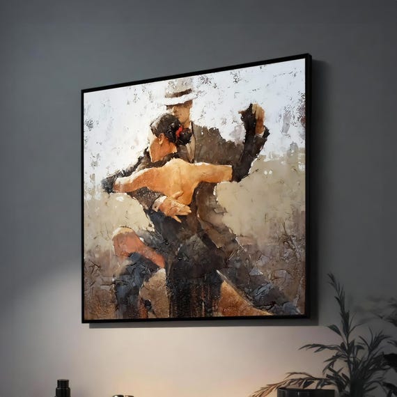 Elegant Tango Couple Art Modern Abstract Dance Wall Decor For Living Room Or Office