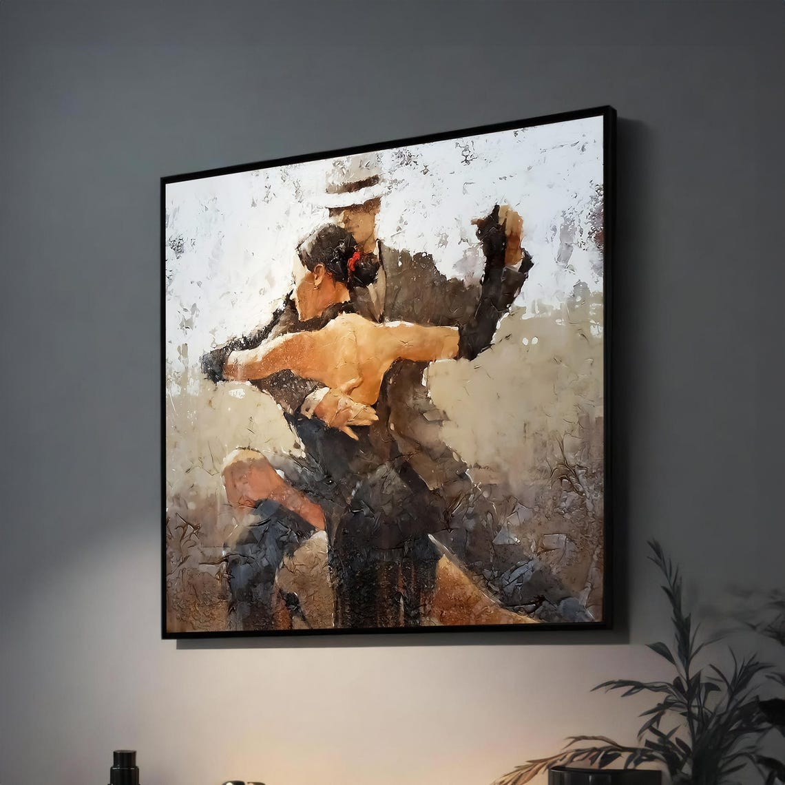 Elegant Tango Couple Art Modern Abstract Dance Wall Decor For Living Room Or Office
