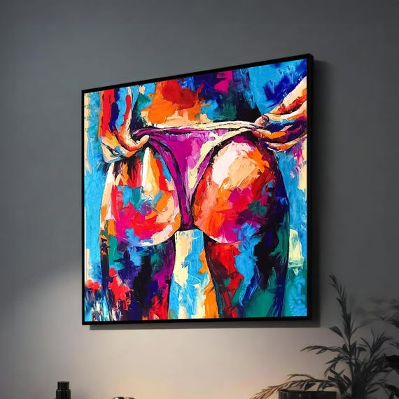 Bold And Colorful Abstract Nude Painting On Modern Pop Art For Home Bedroom Or Living Room Wall Decor