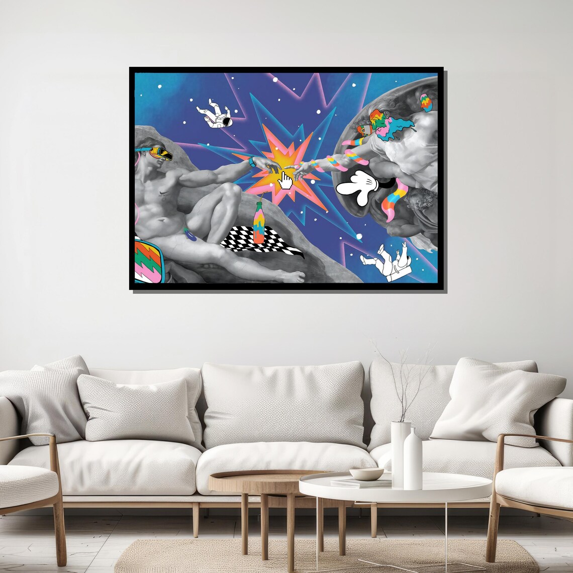 Creation of Adam Pop Art Astronaut Cosmic Remix Funny Art Poster - Image 5