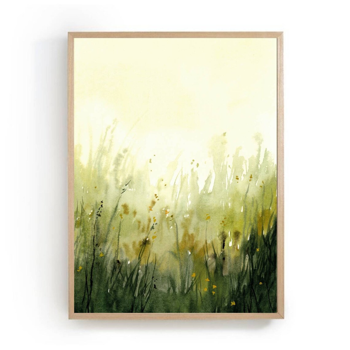 Watercolor Landscape Abstract Green Field Art Print
