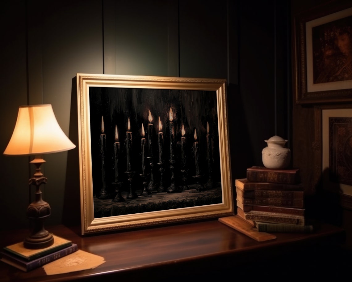 Black Taper Candles Dark Moody Halloween Gothic Candlelight Poster - Image 4