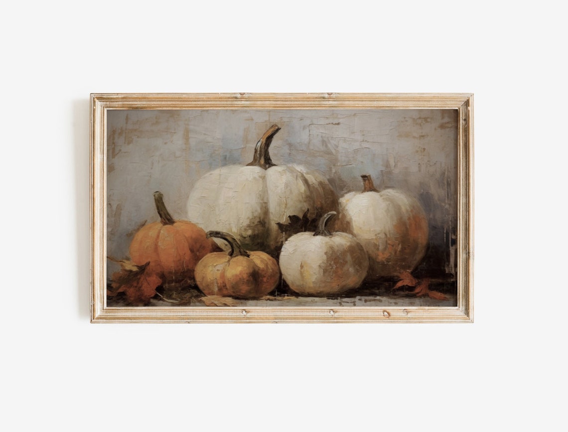 Frame TV Pumpkin Still Life White Orange Harvest Autumn Art Poster - Image 4