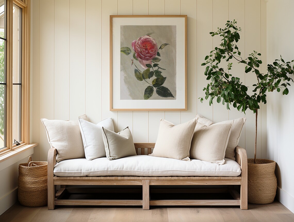 Vintage Pink Rose Botanical Still Life Painting Floral Art Print - Image 3