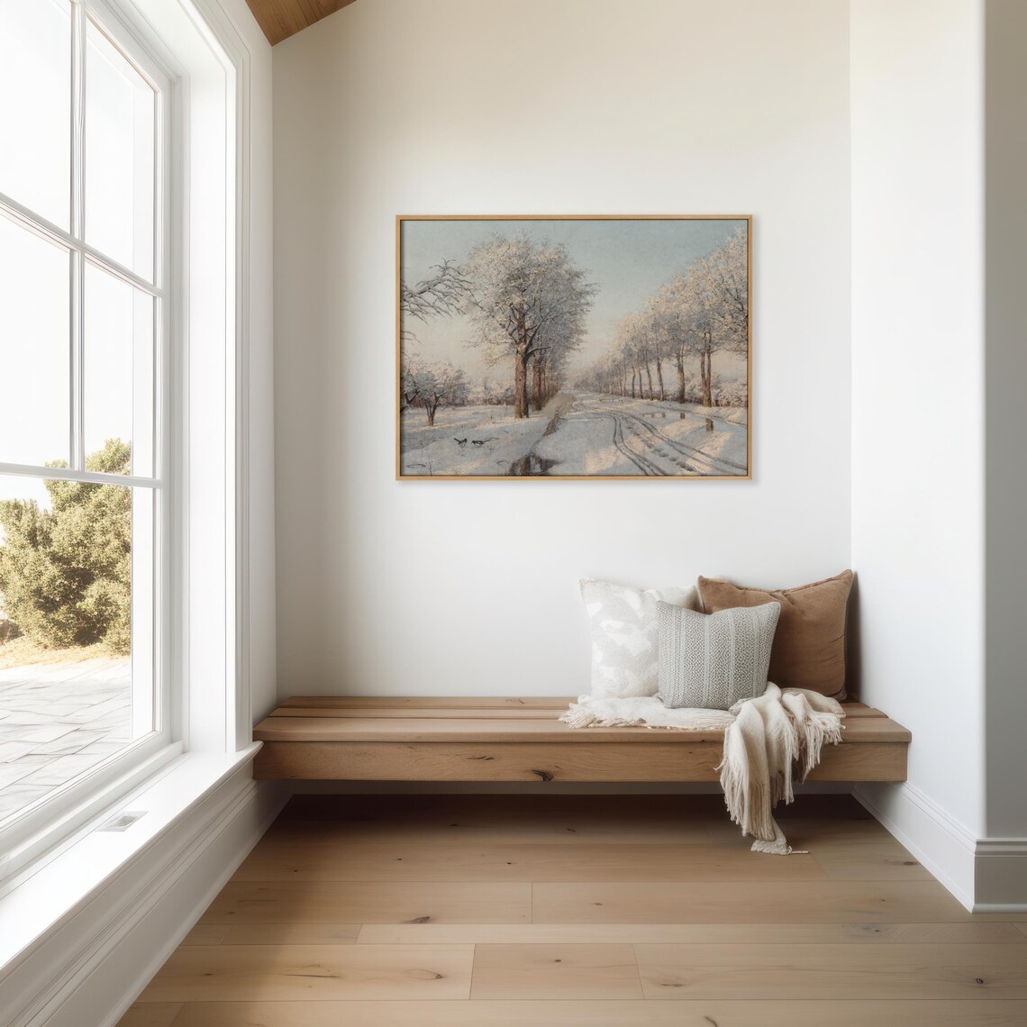Snowy Country Road Frosted Trees Vintage Winter Landscape Painting Poster - Image 4
