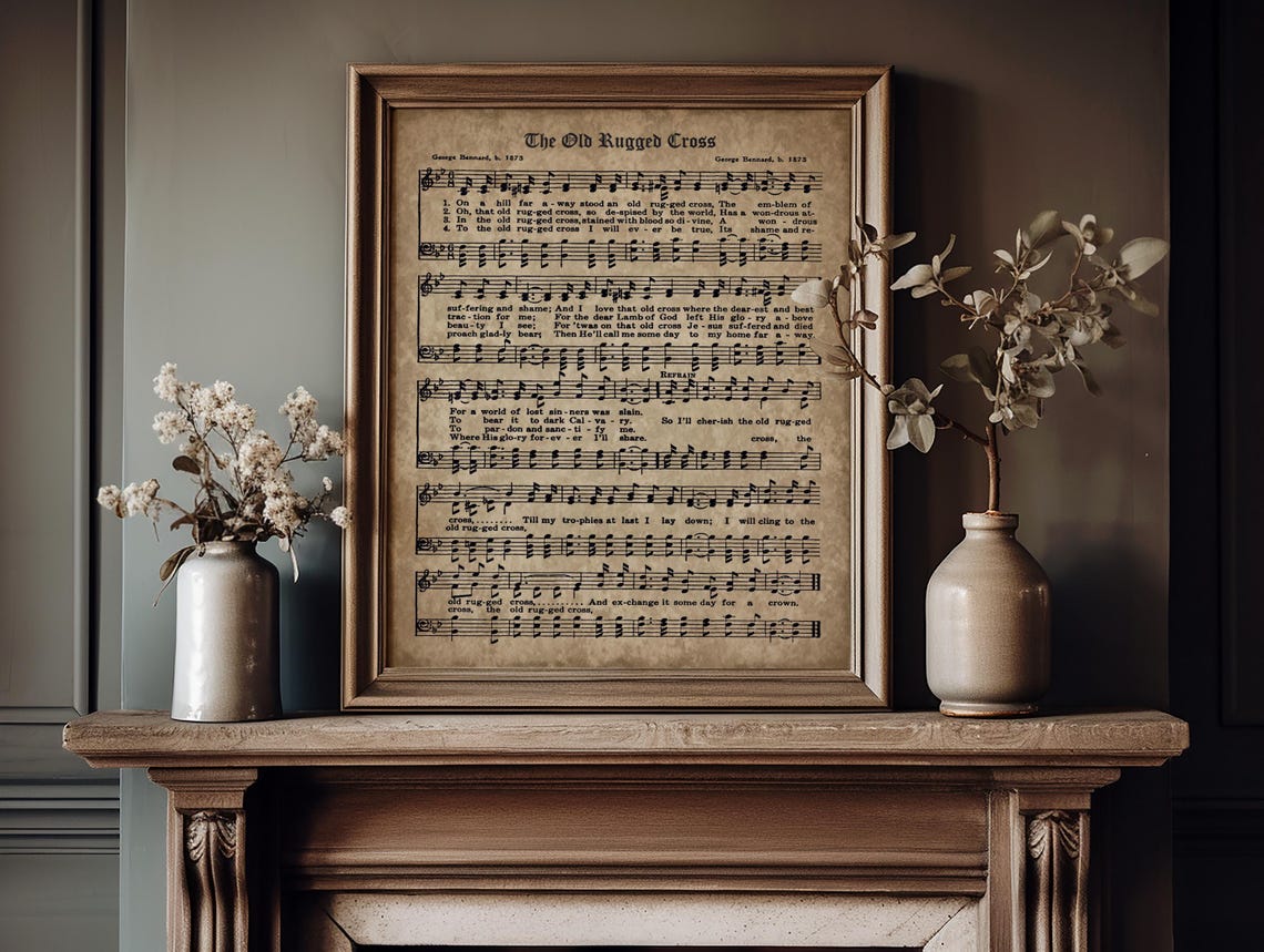 The Old Rugged Cross Vintage Christian Hymn Sheet Music Wall Art - Image 3