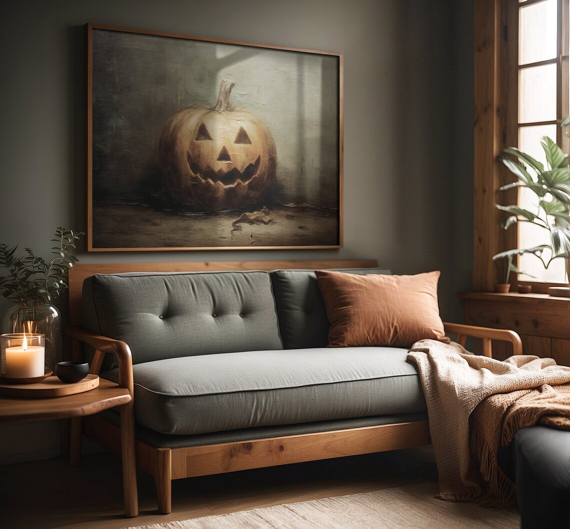 Jack O Lantern Halloween, Primitive Halloween Art Print - Image 4