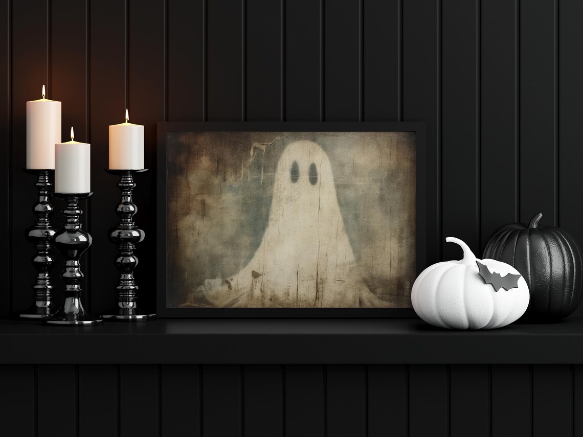 Vintage Ghost Foggy Sepia Haunted Spooky Halloween Moody Art Poster - Image 4