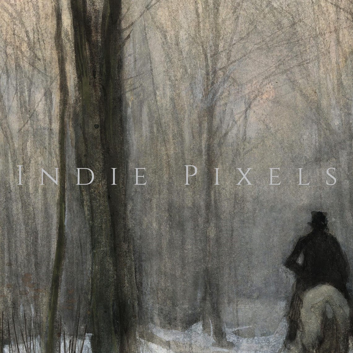 Vintage Horseback Riders in Snowy Forest Winter Landscape Poster - Image 2