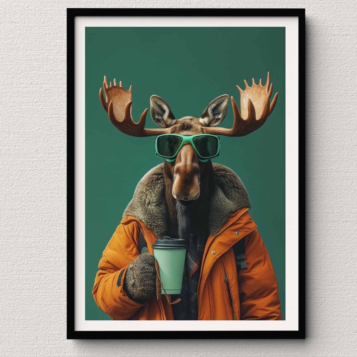 Highland Cow Calf in Pink Beanie and Glasses Cute Winter Fun Poster - Image 2
