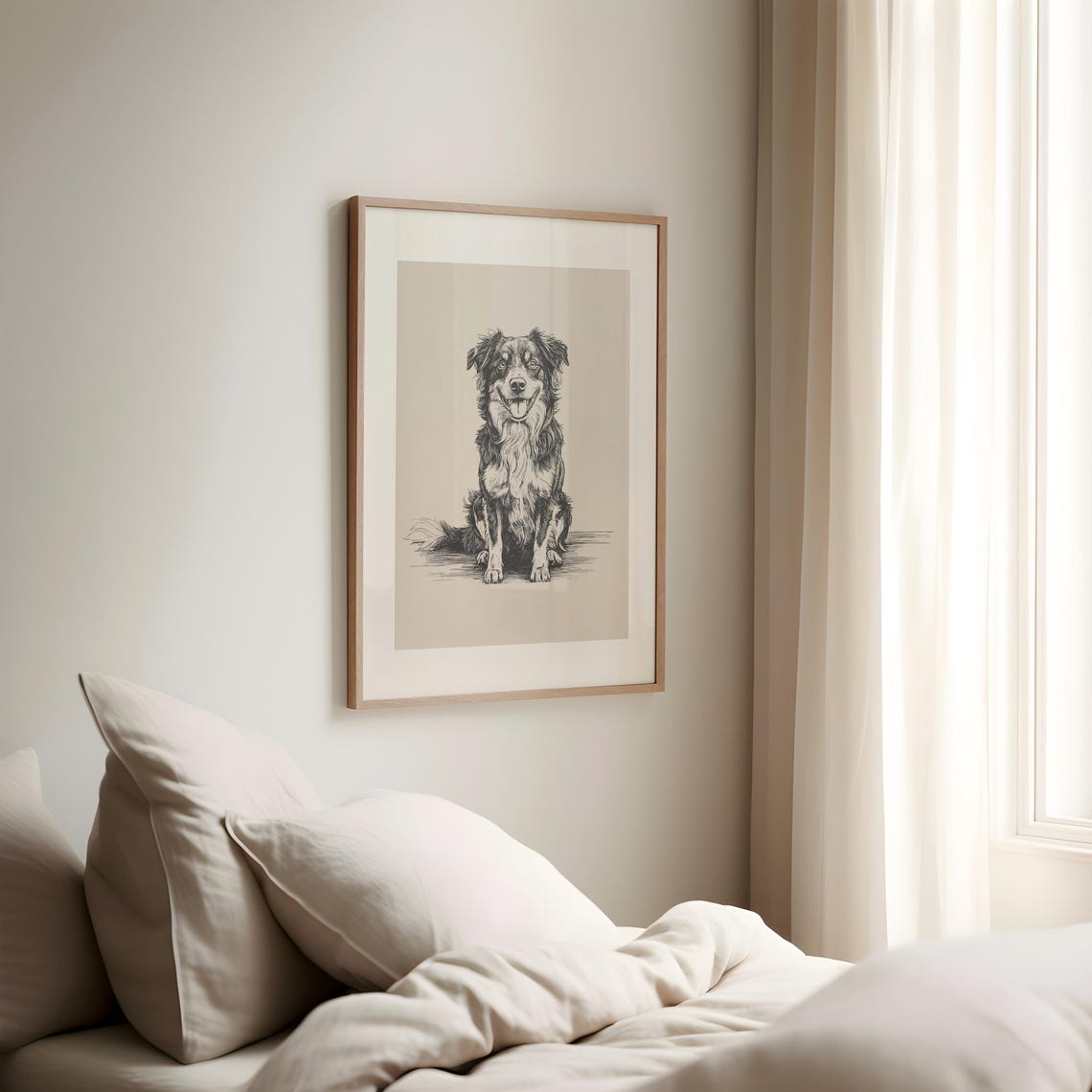 Cute Australian Shepherd Poster Dog Retro Print Dog Wall Art Antique Vintage Painting Dog Drawing Art Puppy Illustration Pet Gift Art - Image 3