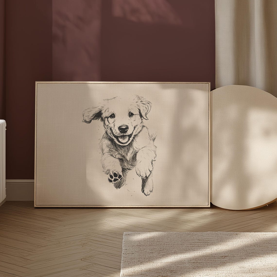 Golden Retriever Puppy Print Nursery Puppy Art Dog Vintage Poster Kids Room Wall Art Puppy Drawing Girl Nursery Art Boy Nursery Decor - Image 2
