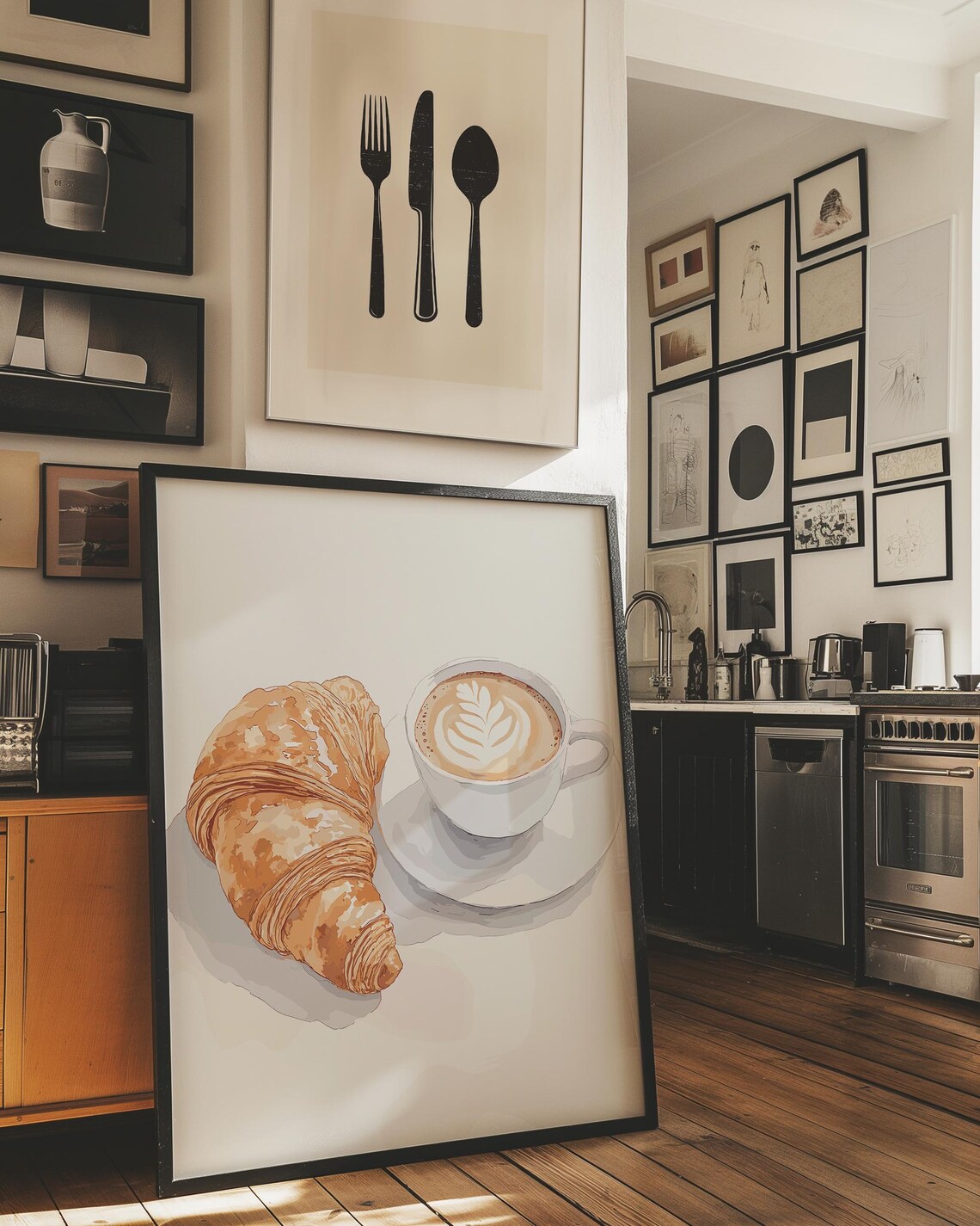 Breakfast Vintage Poster Croissant Coffee Print Breakfast Wall Art Kitchen Trendy Print Farmhouse Kitchen Posters Retro Kitchen Decor - Image 3