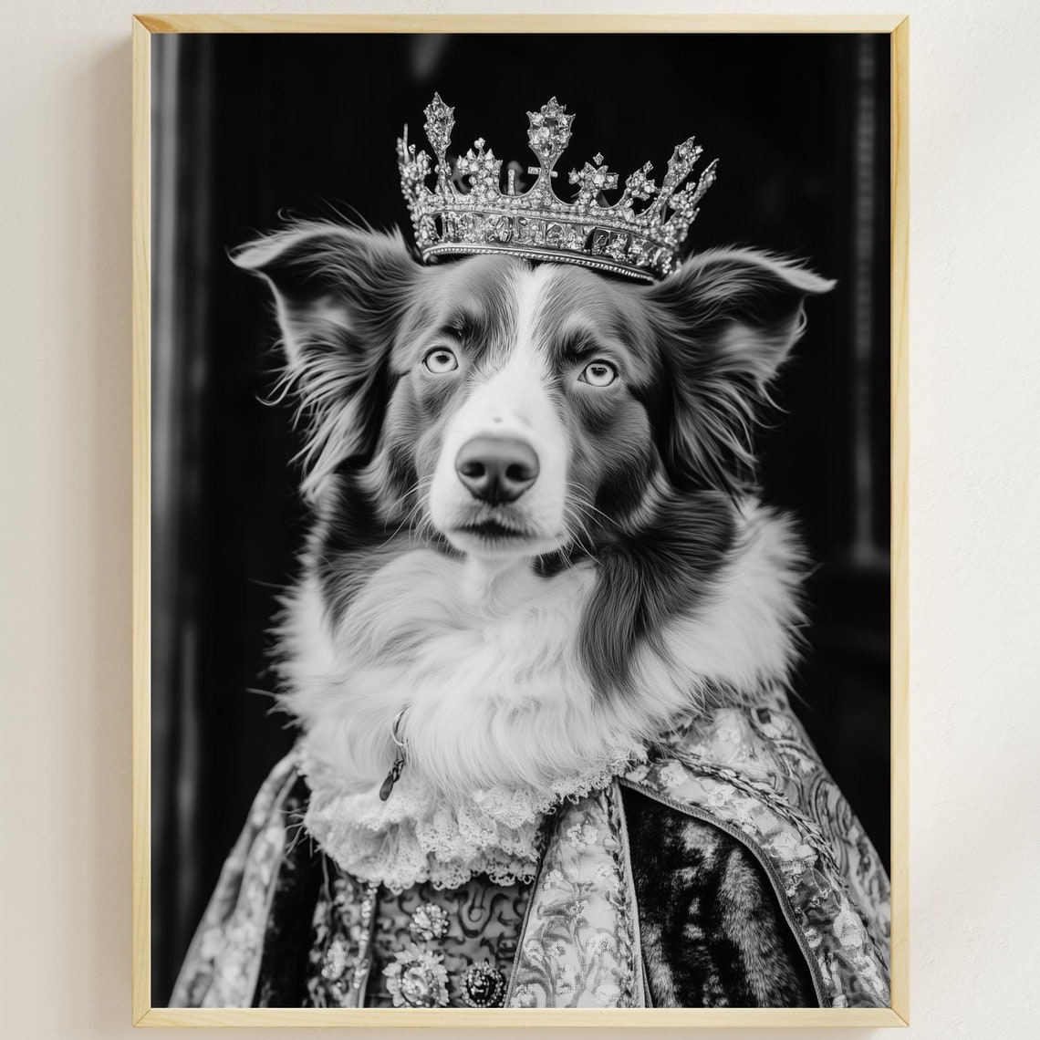 Australian Shepherd Crowned Royal Portrait Funny Dog Wall Poster
