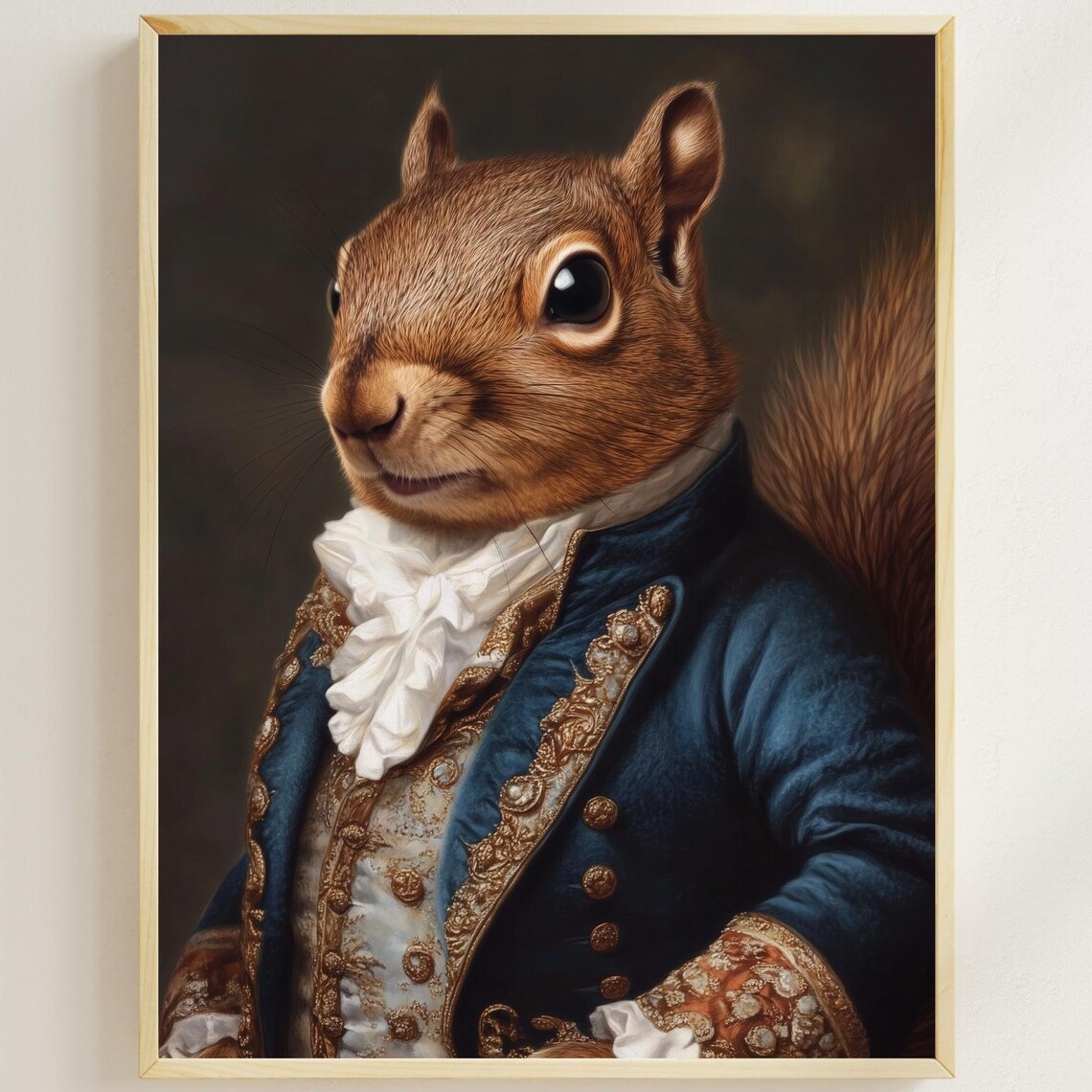 Aristocratic Red Squirrel in a Blue Embroidered Velvet Coat Poster