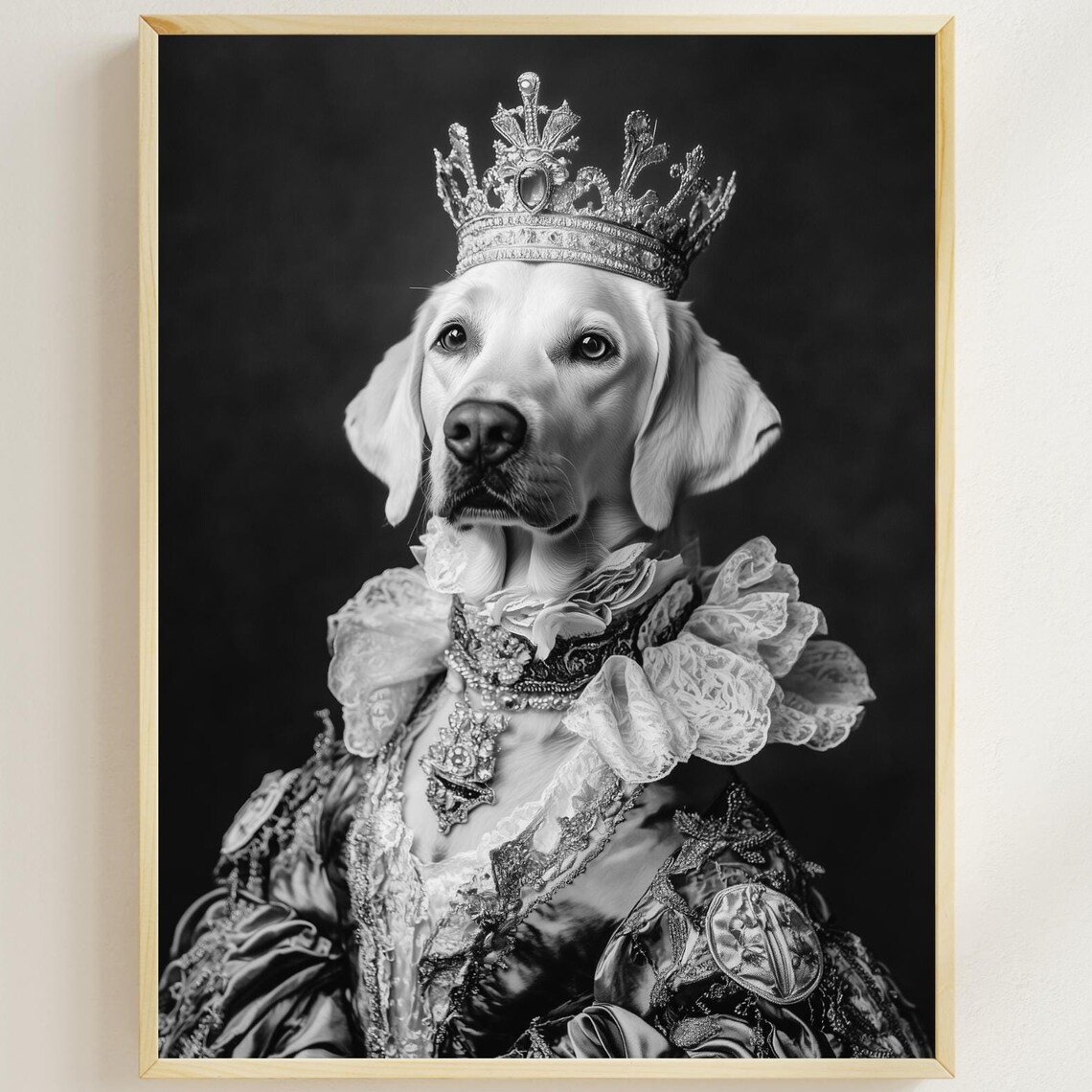 Aristocratic Labrador Retriever Funny Dog Wall Art Renaissance Painting Dog Portrait Print Vintage Animal Art Home Printables Ai Art