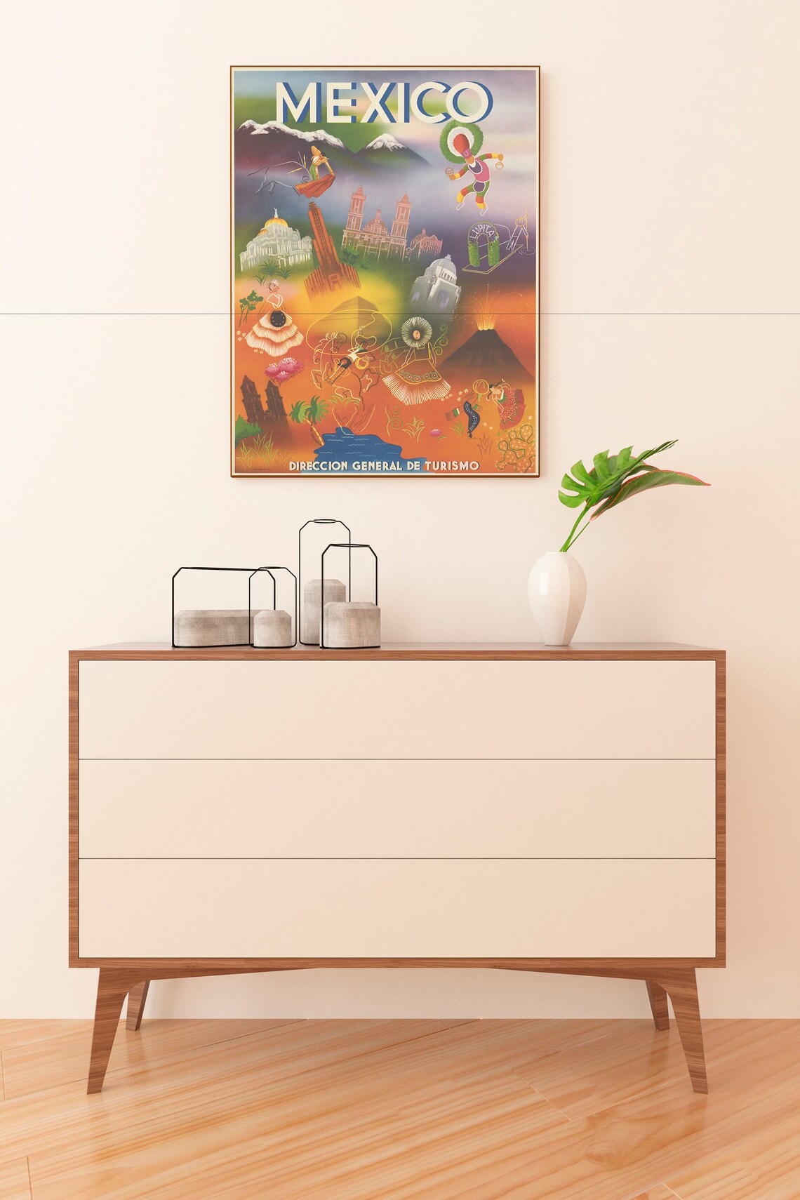Mexico Poster Mexican Print Mexican Art Mexico Travel Poster Vintage Travel Poster Tourism Poster Cancun Art Mexico Art Print - Image 2
