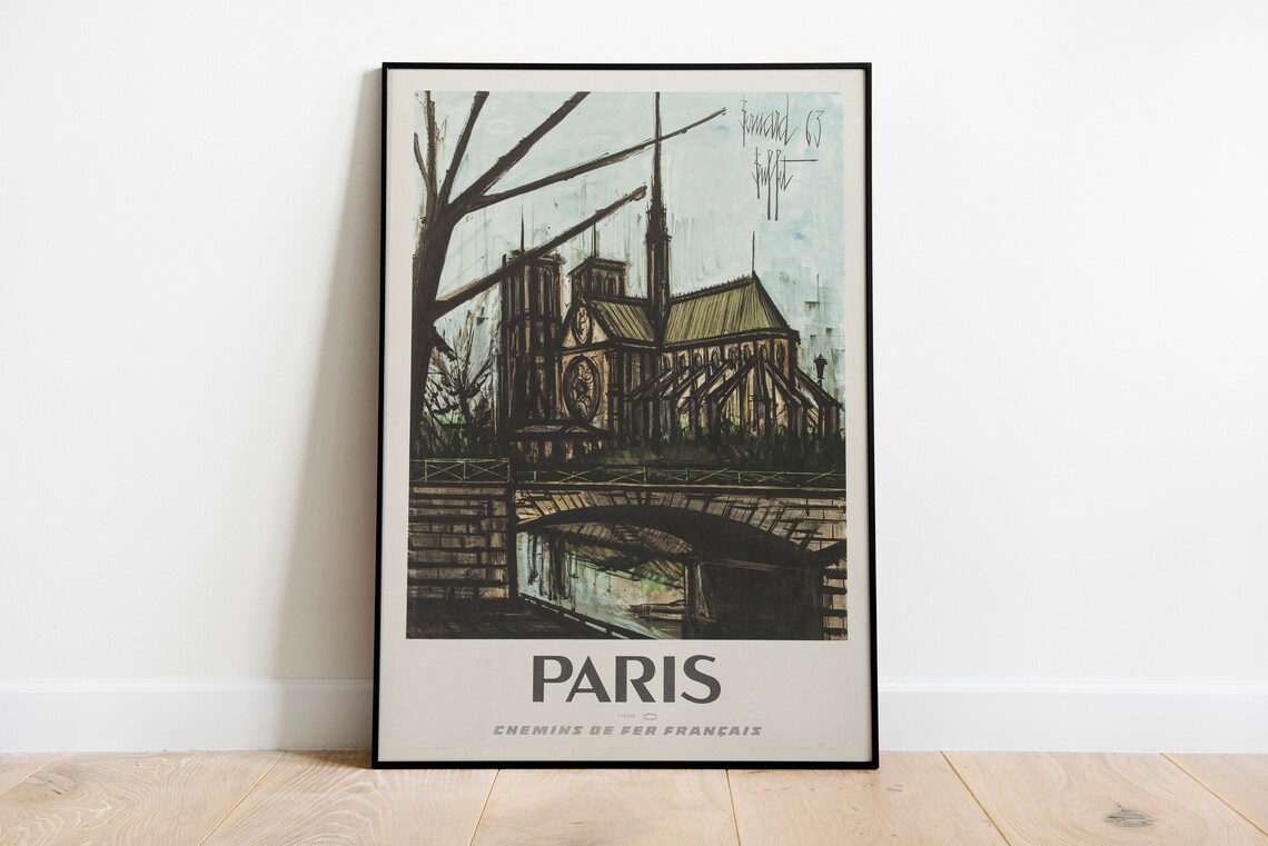 Bernard Buffet Notre Dame Paris 1963 French Railway Travel Poster - Image 2