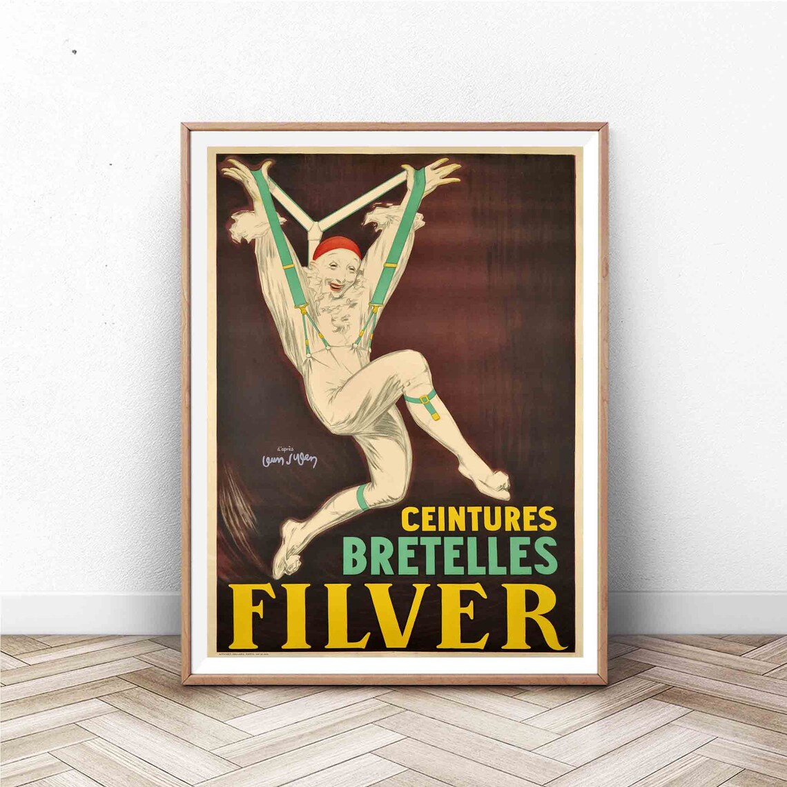 Filver Ceintures Bretelles Clown Acrobat Suspenders Vintage Poster
