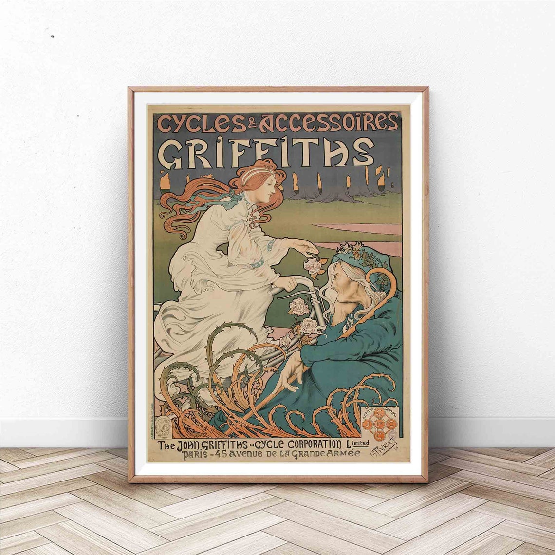 Griffiths Cycles Accessoires Art Nouveau Bicycle Vintage Ad Poster