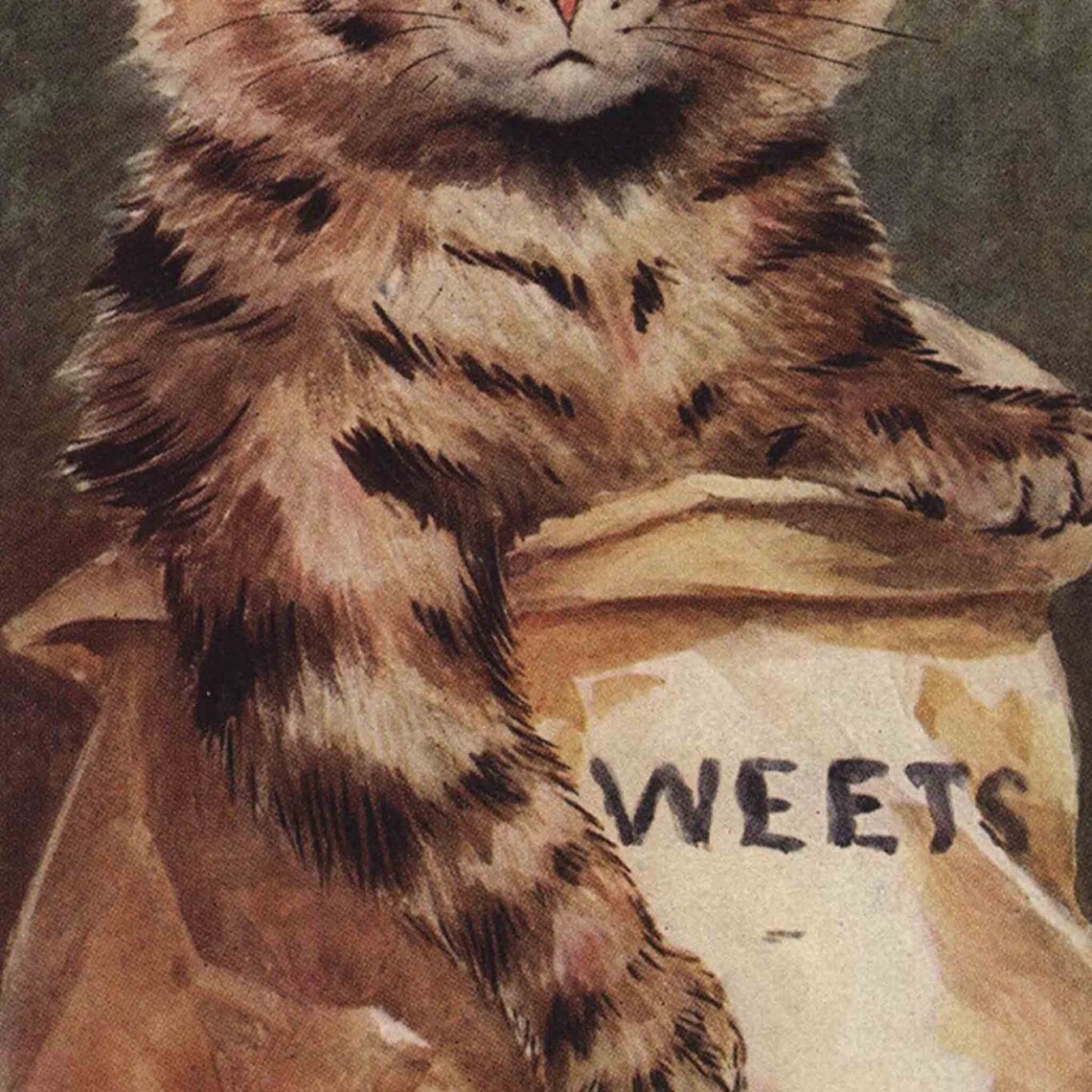 Louis Wain Cat Portrait Art Print, Sweet Treats - Image 2