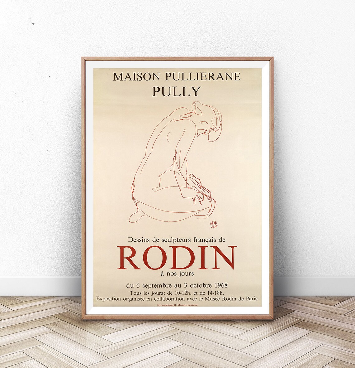 Rodin Vintage Exhibition Poster, Paris Art Print