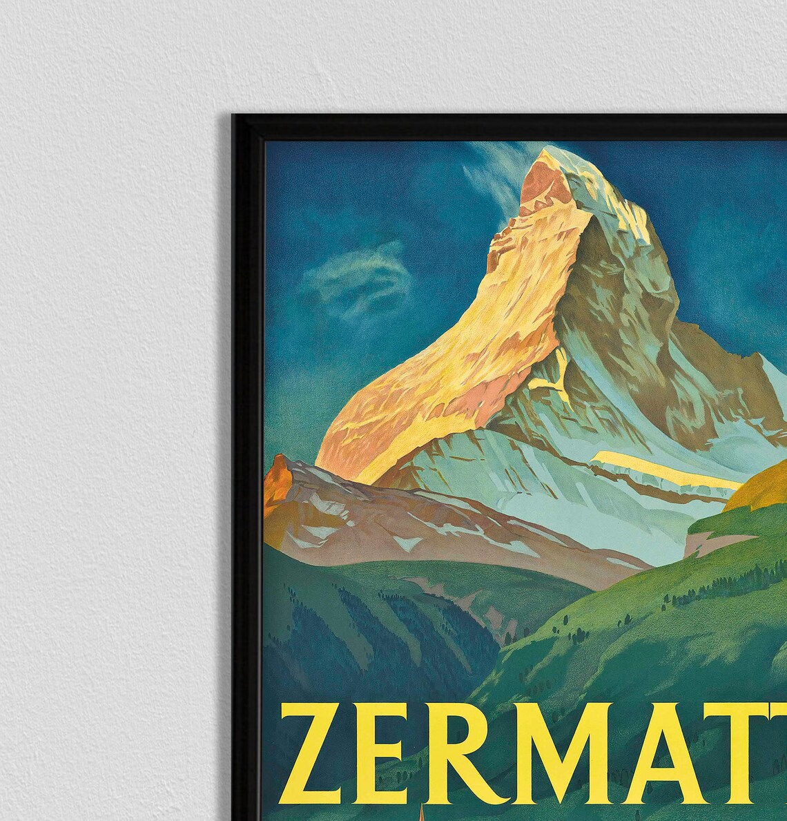 Zermatt Matterhorn Vintage Swiss Mountain Village Travel Poster - Image 2