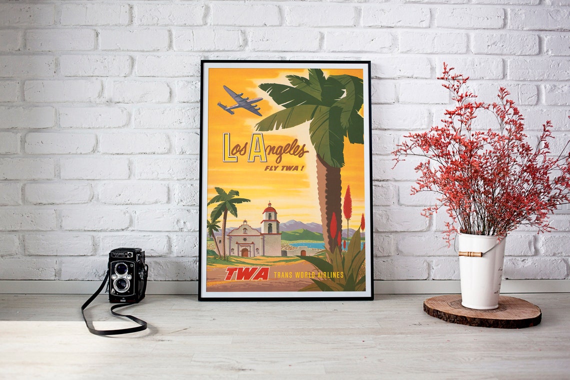 Los Angeles Art Travel Poster Los Angeles Twa Travel Print Los Angeles Print Twa Poster Travel Decor Vintage Los Angeles - Image 2